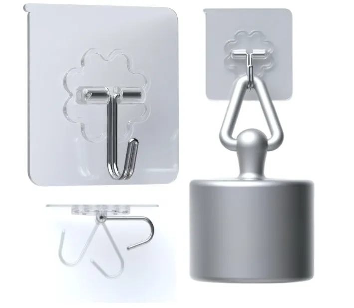 Adhesive Wall Hooks Heavy Duty 50LB Clear Hook New in Box