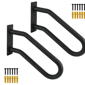 2 Pack Handrail for Outdoor Steps for 1-2 Step Stairs Wall Mount handrails U Shaped Handrail Open Bo