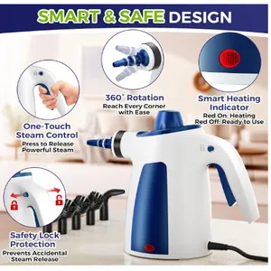 Pressurized Handheld Steam Cleaner, 230°F Steam with 14 Accessories - Open Box