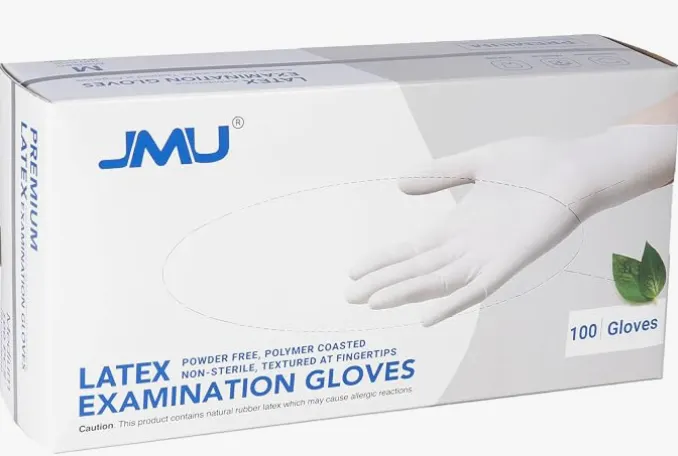 Latex Examination Gloves Small 100 Pcs, 5 Mil Thick Disposable Powder-Free Latex Gloves, White 2 Box