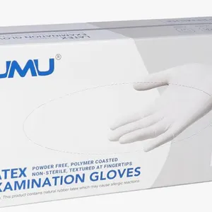 Latex Examination Gloves Small 100 Pcs, 5 Mil Thick Disposable Powder-Free Latex Gloves, White 2 Box