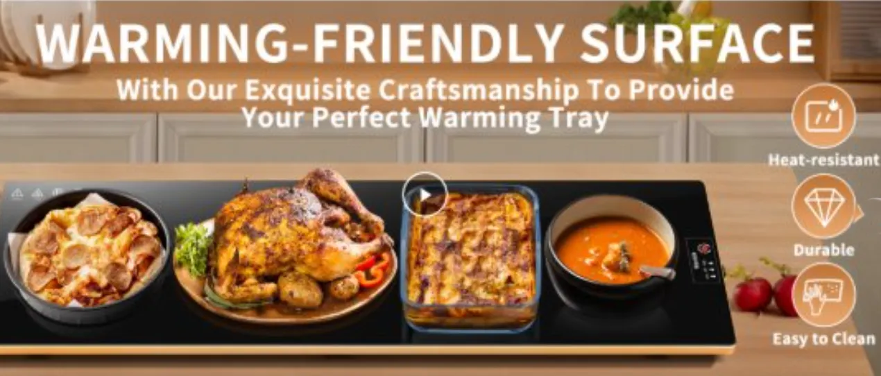 Electric Warming Tray Extra Long Food Warmer with Thermostat and Full Surface Heating 40 X 12
