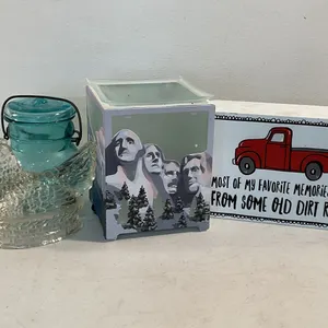 Vintage Ball Ideal Aqua Jar, Glass Hen, Americana Warmer & Farmhouse Sign