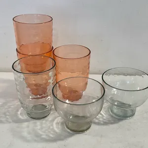 Hammered Glass Tumblers & Footed Dessert Bowls – Set of 6