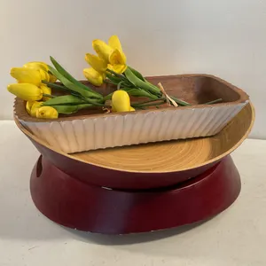 Bamboo Serving Trays, Decorative Trough & Faux Tulips
