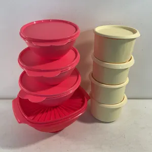 Tupperware Red Bowls & Cream Storage Containers – 8 Total