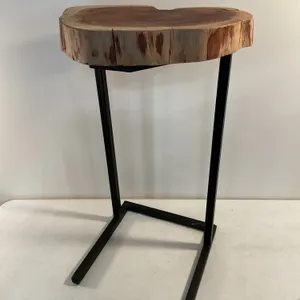 Live-Edge Wood Slab Accent Table