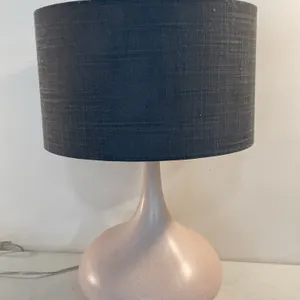 Speckled Ceramic Table Lamp with Dark Drum Shade