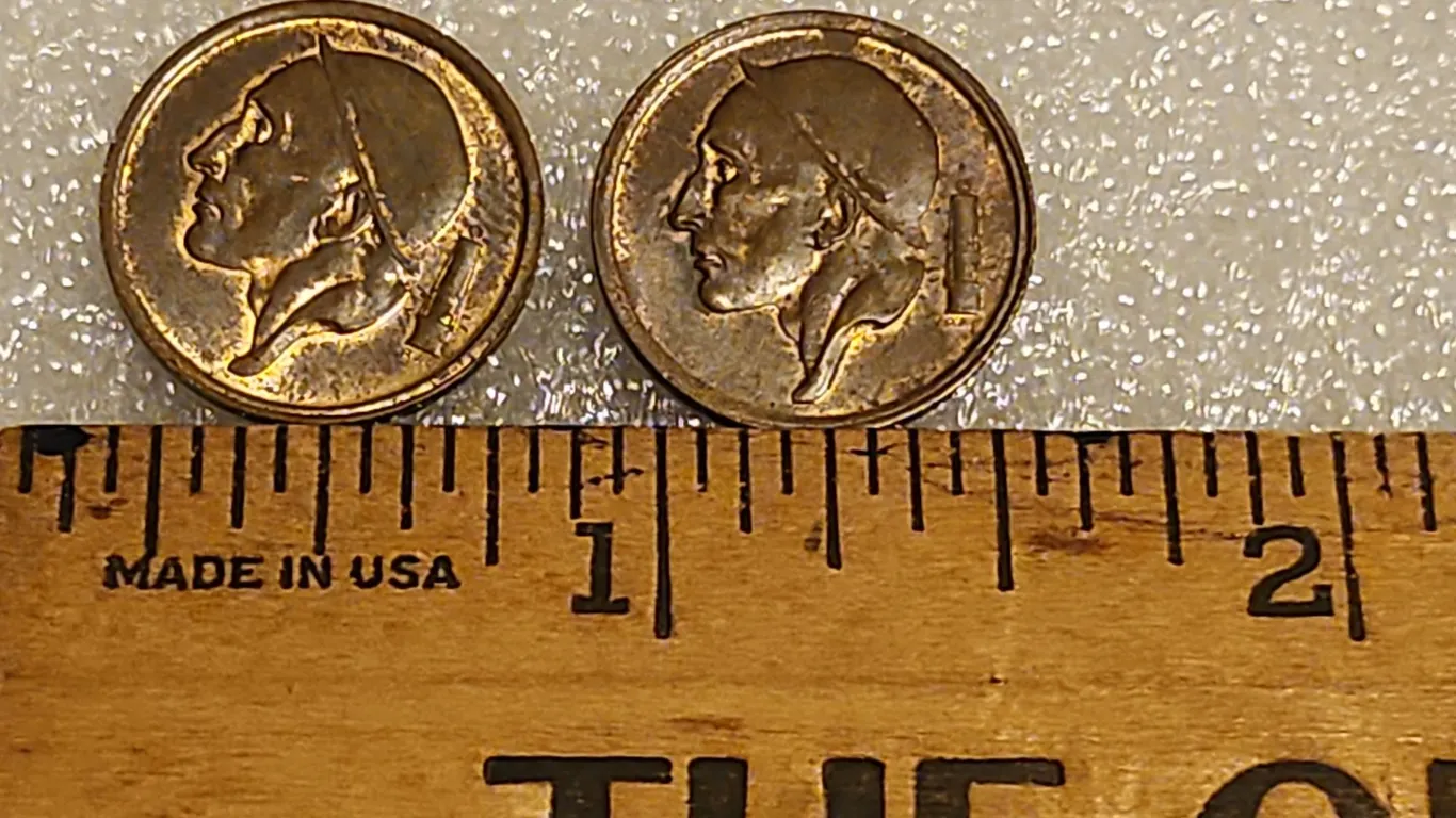 Two 1953 King Baudouin I, Belgium 20 Centimes Coins, Minted Between 1953-1963, Bronze