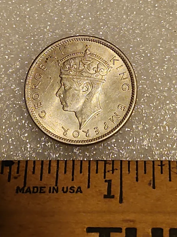 1942 "S" Mint WWII King George VI/Fijian Outrigger Canoe, Fiji One Shilling Silver Coin