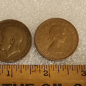 1922 King George V & 1962 Queen Elizabeth II, British Pre-Decimal, Bronze Pennies