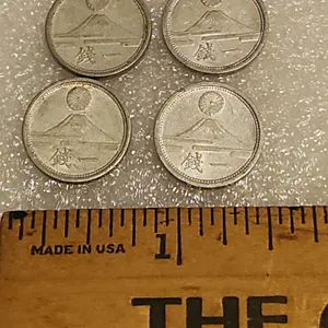 4 Great Japan 1 Sen, Mt. Fuji/Chrysanthemum Japanese Aluminum Coins Issued 1941-1943