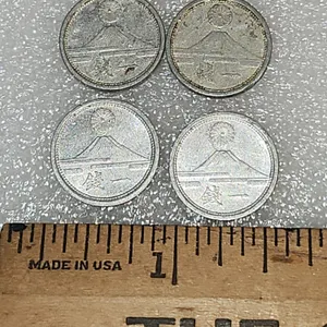 4 Great Japan 1 Sen, Mt. Fuji/Chrysanthemum Japanese Aluminum Coins Issued 1941-1943