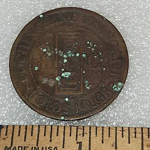 1885 French Indochina 1 Cent Bronze Coin