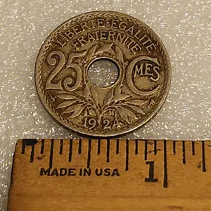 1924 France 25 Centimes Lindauer Copper-Nickel Coin