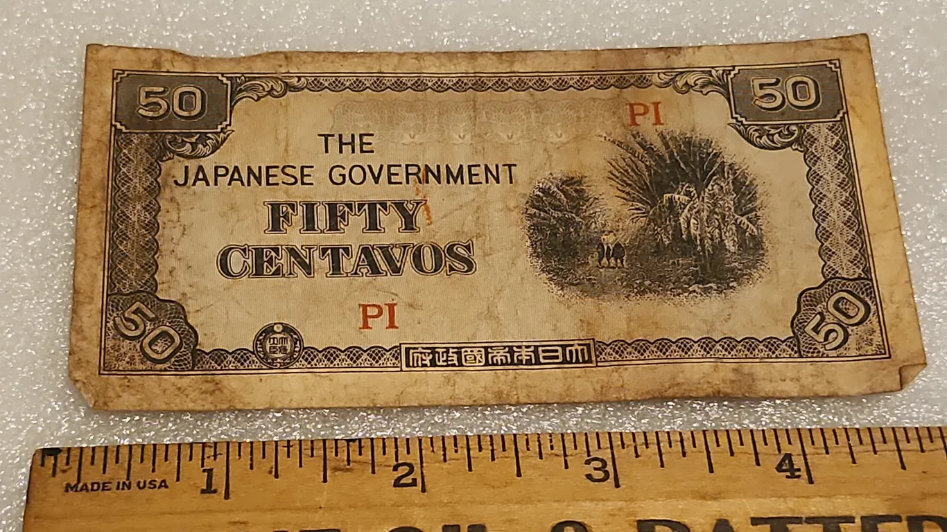 1942 Japanese Government Fifty Centavos Banknote Issued During WWII For The Occupation Of The Phili
