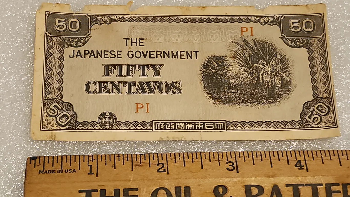 1942 Japanese Government Fifty Centavos Banknote Issued During WWII For The Occupation Of The Phili