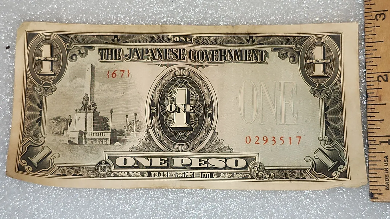 1940s $1 Peso The Japanese Government Banknote