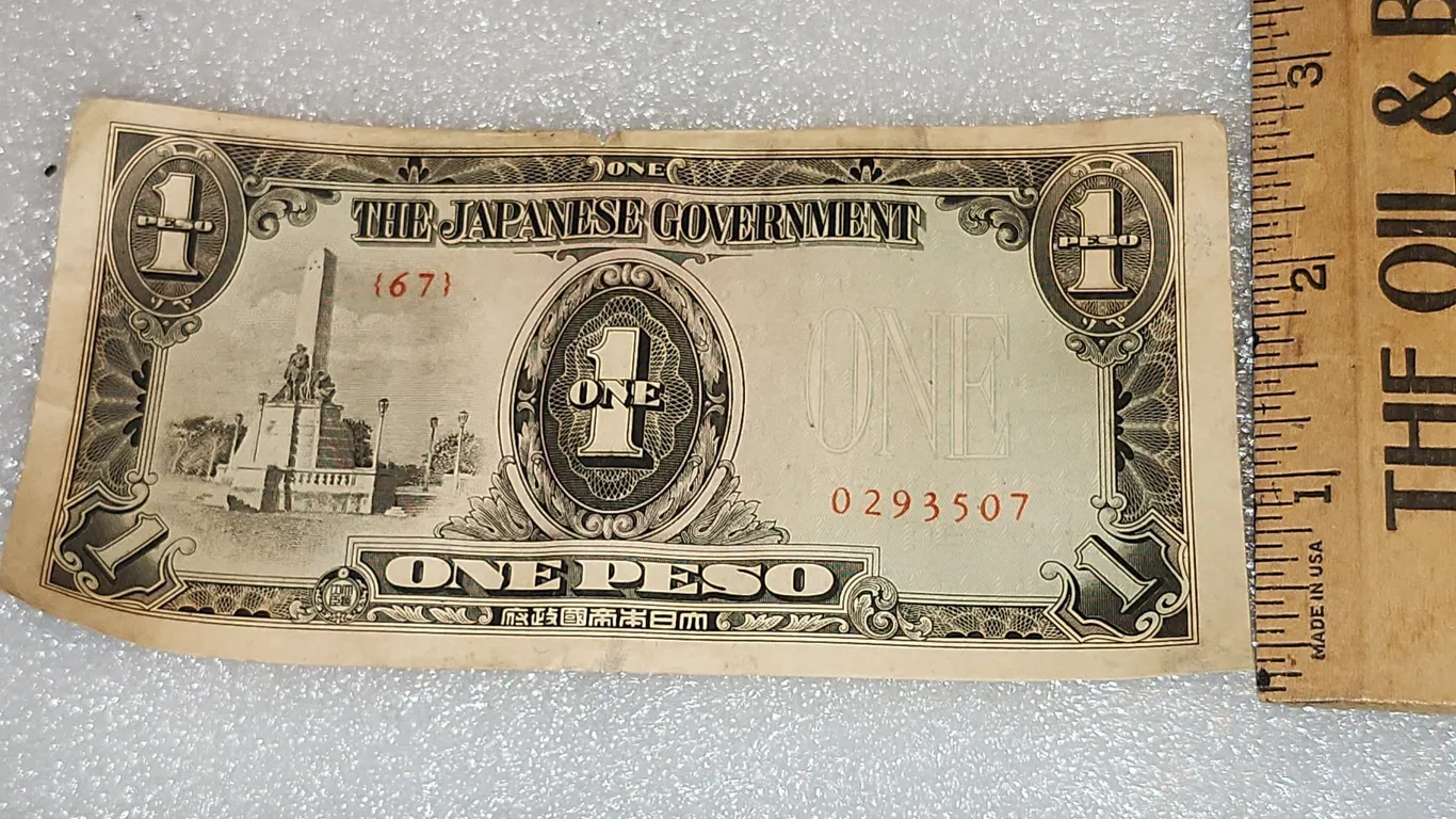 1940s $1 Peso The Japanese Government Banknote
