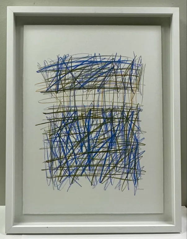 Scribbles in Medium Blue & Khaki