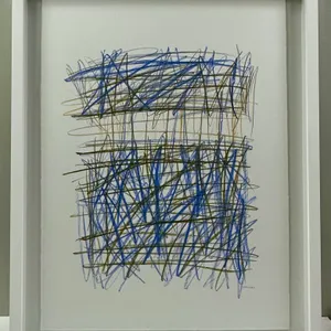 Scribbles in Medium Blue & Khaki