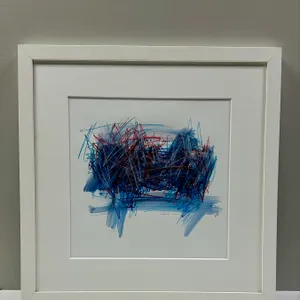 Signed "Blue Scribble Drawing #1" 2020