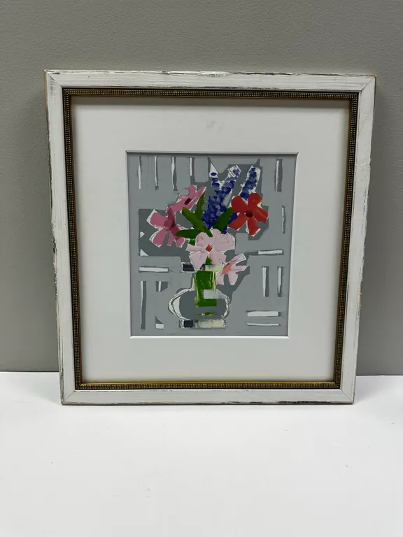 Pink & Purple Flowers in Clear Vase