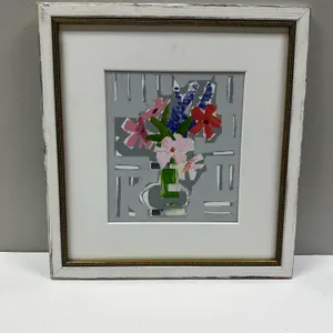 Pink & Purple Flowers in Clear Vase