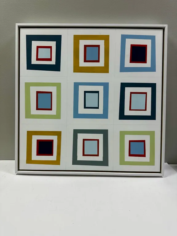 Nine Squares in Pastels & Bright Red