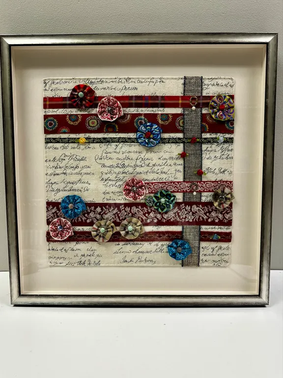 Buttons & Roses, Ribbon & Textile Mixed Media