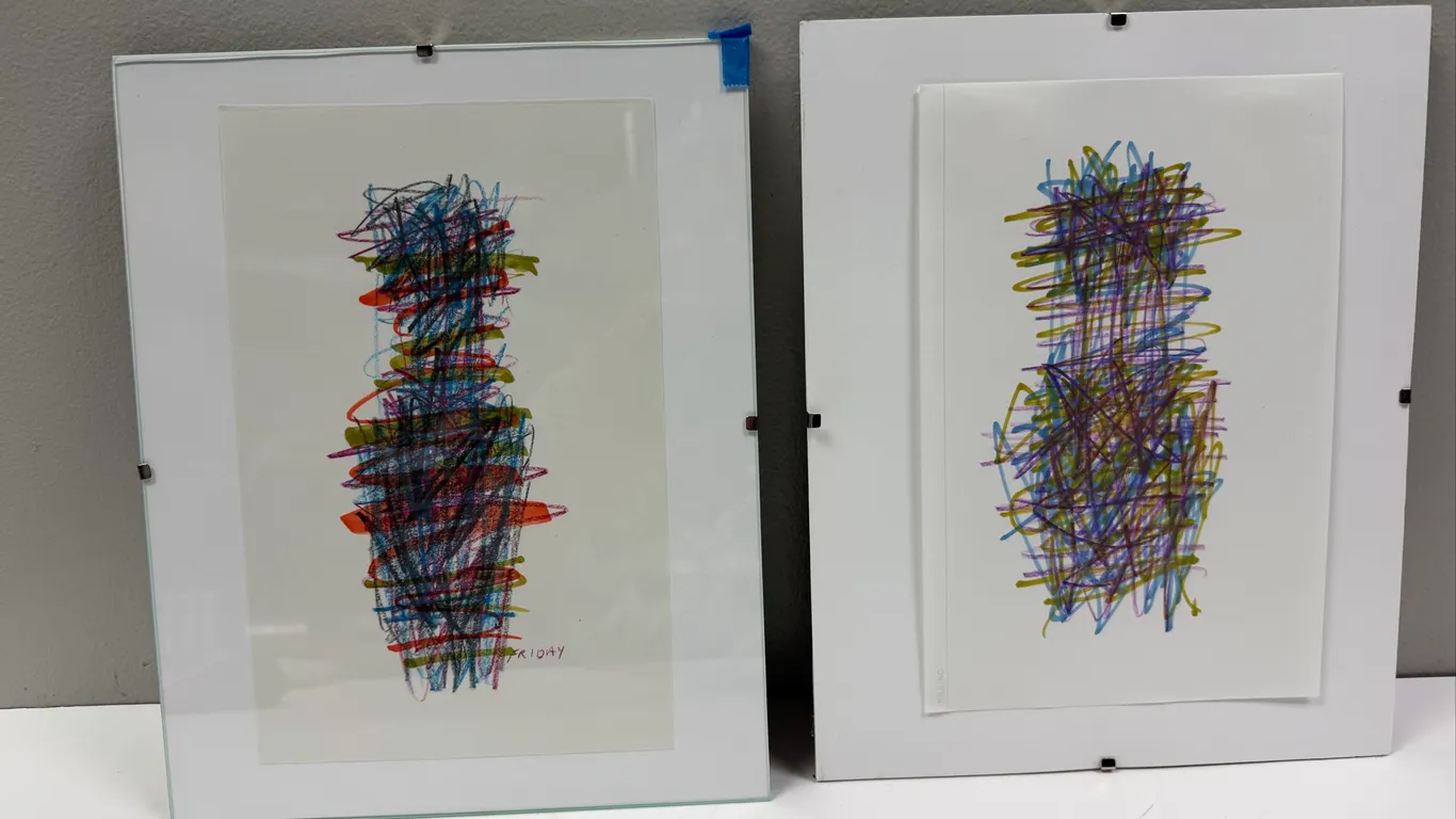 Two Small Scribble Artworks by Judy Friday