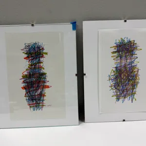 Two Small Scribble Artworks by Judy Friday