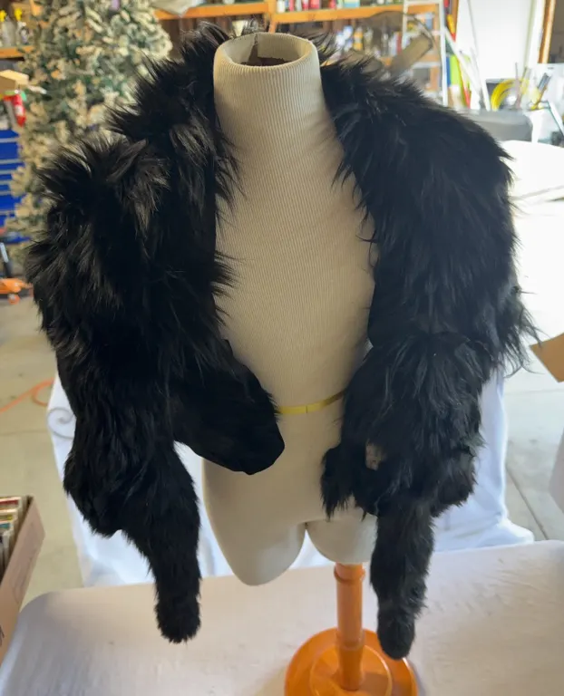 Black Fur Stole/Wrap & Muff with Original Thomas Begg New York Box