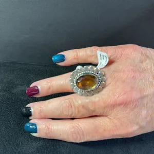 “Smoky Quartz” RingJewelry, German Silver, Size-8