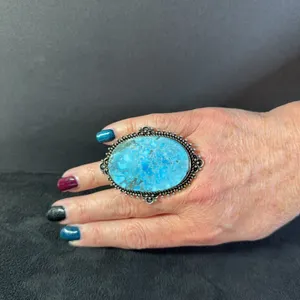 “Turquoise” Ring Jewelry, German Silver, Size-8