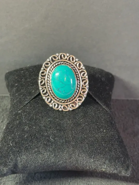 “Turquoise” Ring Jewelry, German Silver, Size-9