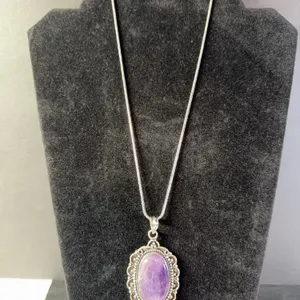 “Amethyst” Pendant Necklace with 18” Chain Jewelry, German Silver