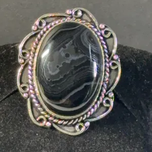 “Black Onyx” Ring Jewelry, German Silver, Size-6