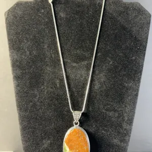 “Picture Jasper” Pendant Necklace with 18” Chain Jewelry, German Silver