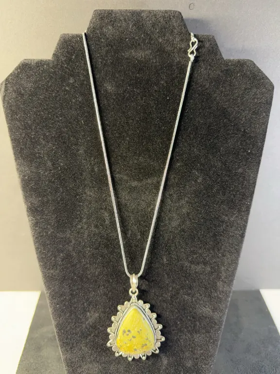 “Stichtite Jasper” Pendant Necklace with 18” Chain Jewelry, German Silver