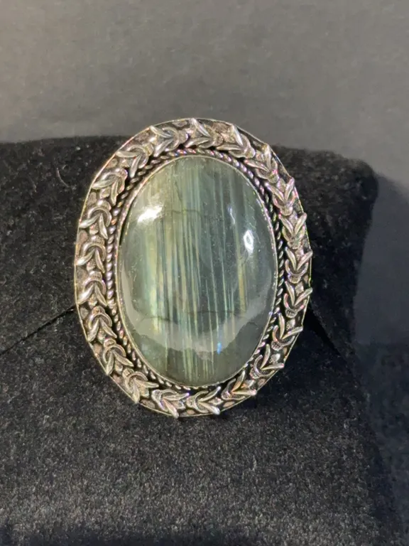 “Labarodorite” Ring Jewelry, German Silver, Size-8