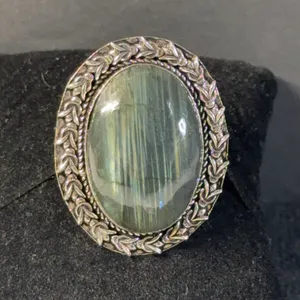 “Labarodorite” Ring Jewelry, German Silver, Size-8