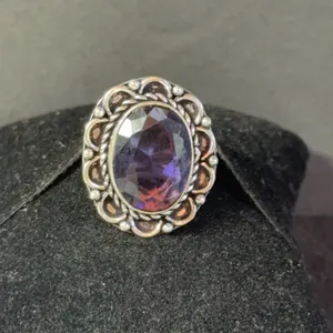 “Amethyst” Ring Jewelry, German Silver, Size-7