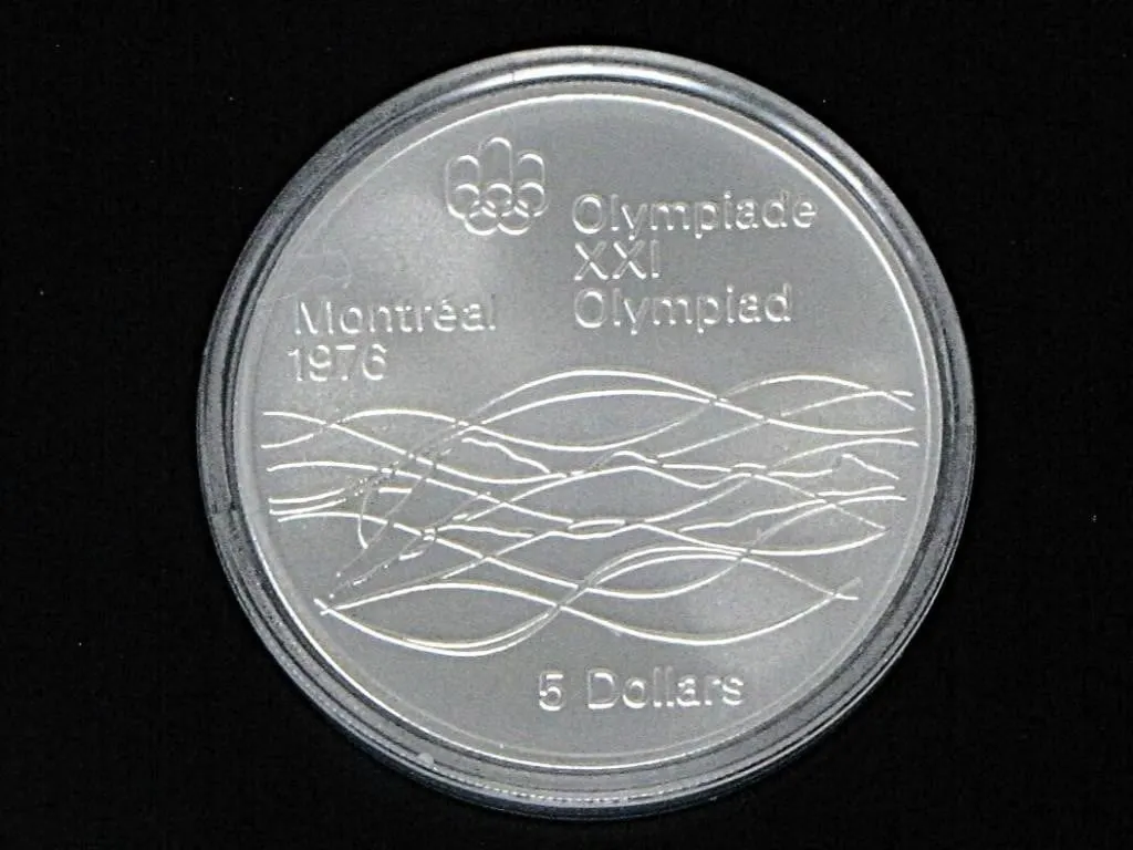 1976 MONTREAL OLYMPICS SWIMMING $5 925 SILVER COIN