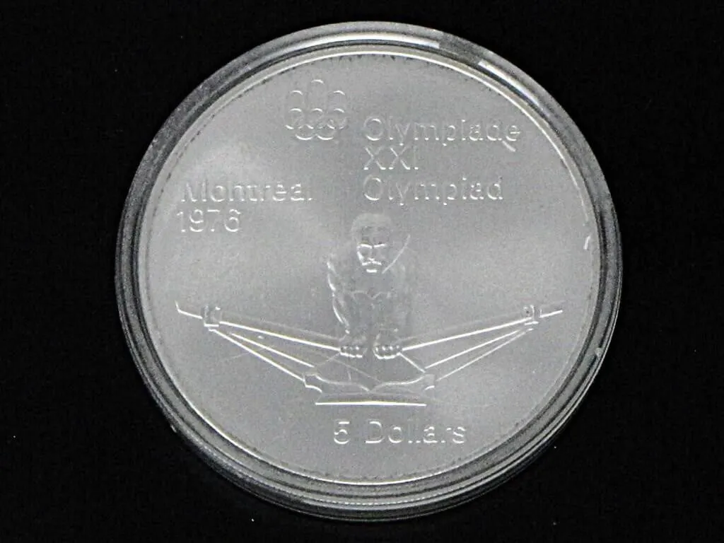 1976 MONTREAL OLYMPICS ROWING $5 .925 SILVER COIN