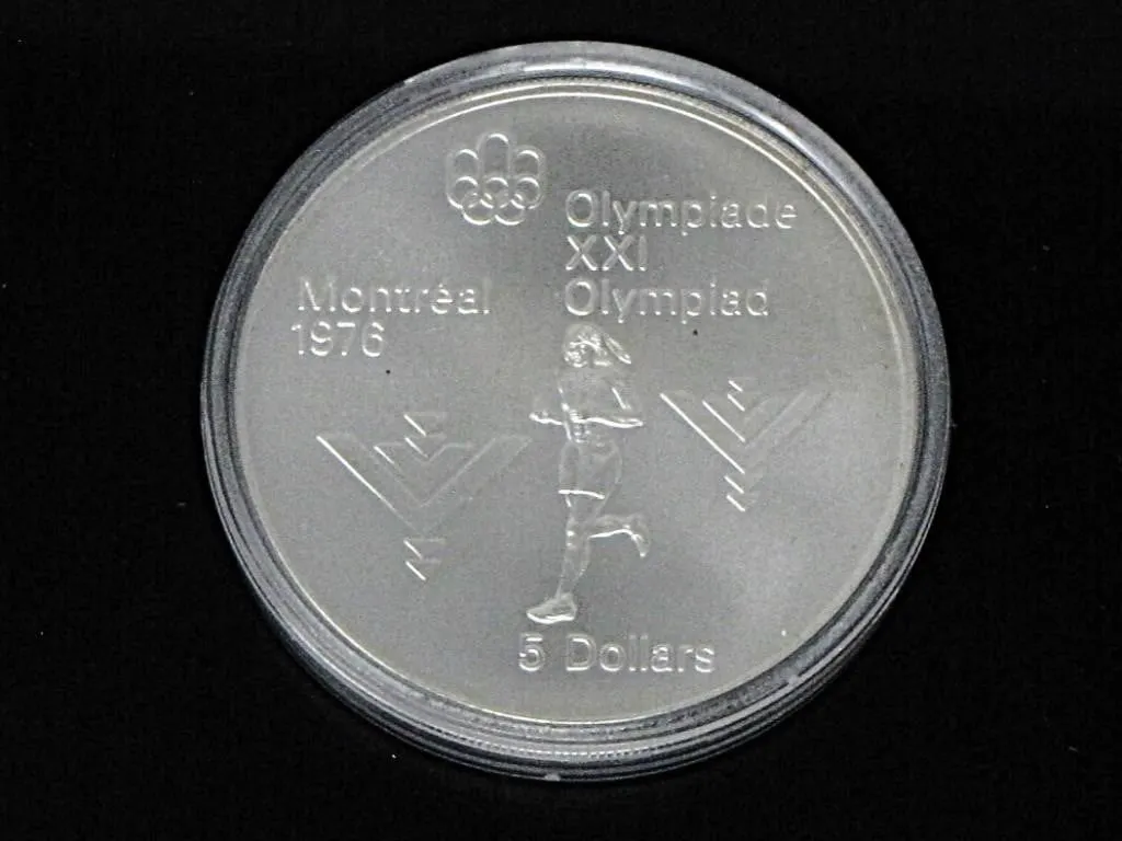 1976 MONTREAL OLYMPICS MARATHON $5 925 SILVER COIN