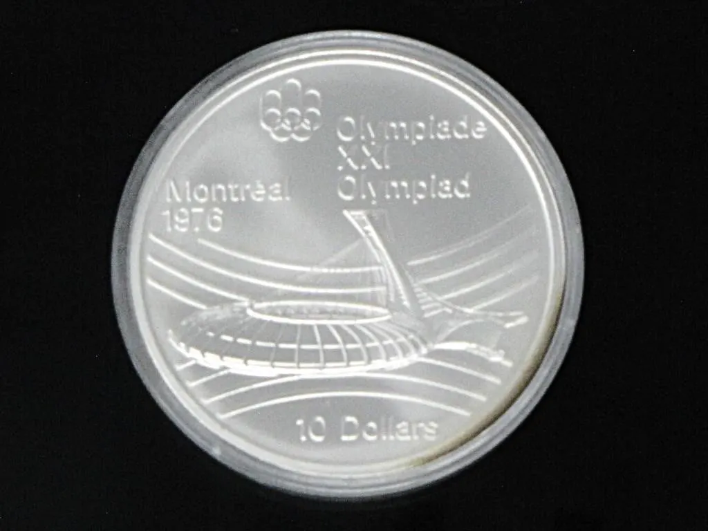 1976 MONTREAL OLYMPICS STADIUM $10 925 SILVER COIN