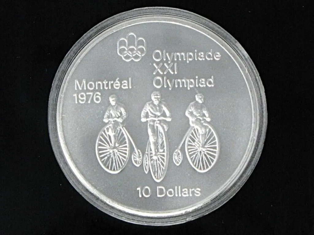 1976 MONTREAL OLYMPICS CYCLING $10 925 SILVER COIN