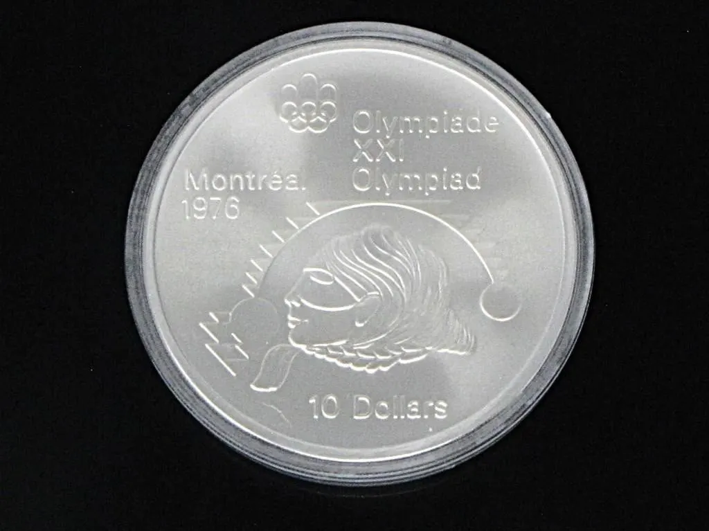 1976 MONTREAL OLYMPIC SHOT PUT $10 925 SILVER COIN