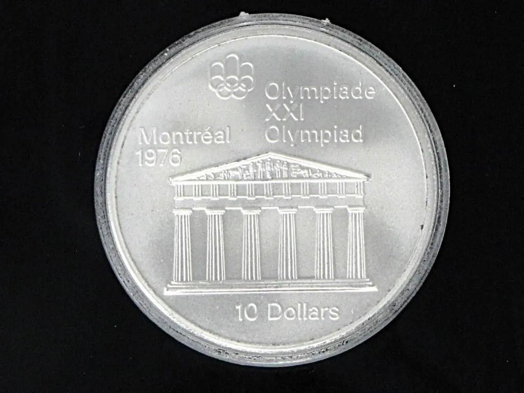 1976 MONTREAL OLYMPICS TEMPLE $10 925 SILVER COIN